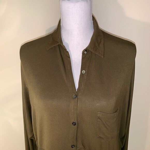 Sparkle & Fade green jersey drop sleeve button down size small - Picture 3 of 4